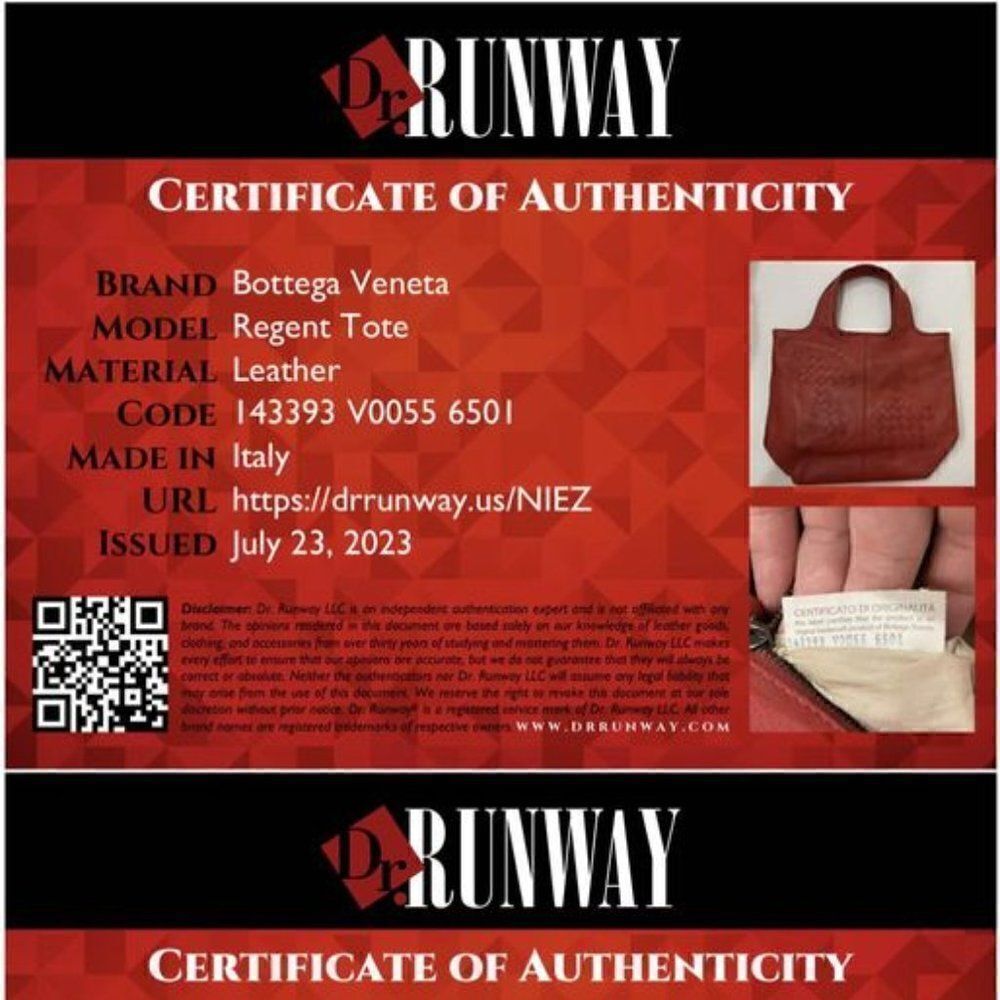 Bottega Veneta Deep Red Small Intrecciato Regent Tote Bag with COA. VGUC! - Picture 13 of 16